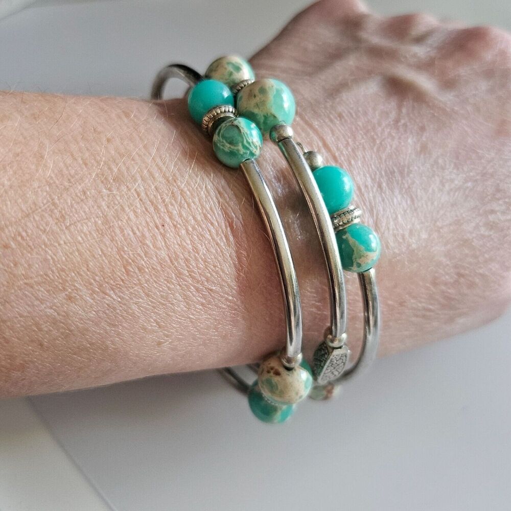 Silver tone layered wrap bracelet - Picture 6 of 13